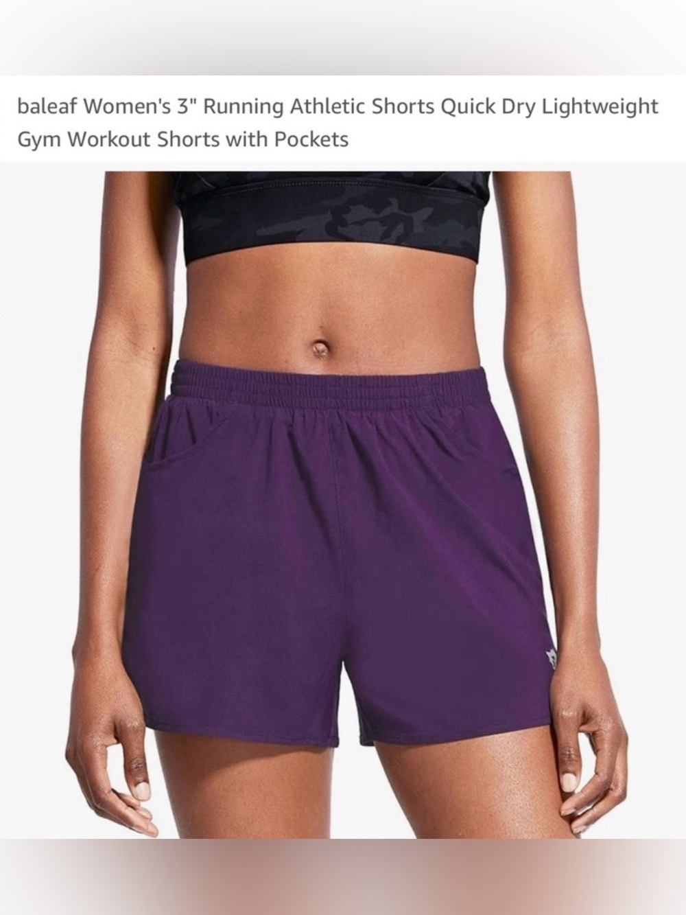 Baleaf Purple Athletic Running Shorts Brief Liner Sz Medium Quick Dry Pockets 3”